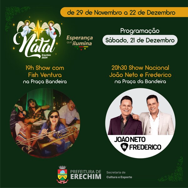 Show Nacional com João Neto & Frederico acontece neste sábado